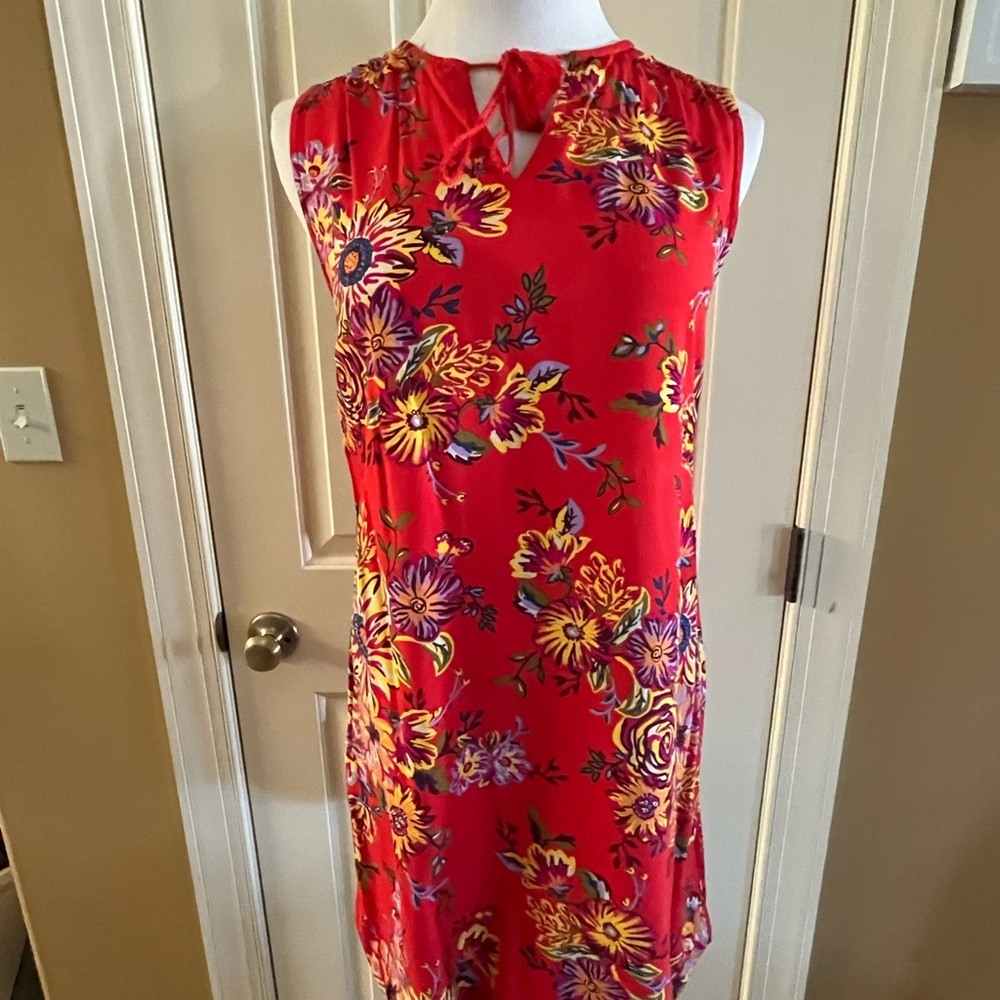 Beach Lunch Lounge Floral Boho Hawaiian Knee Length Sundress Dress Size Small